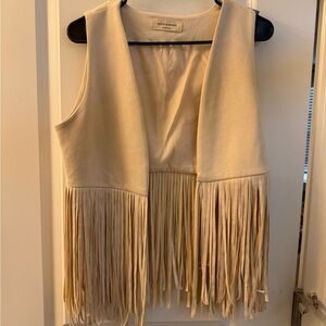 Cream Fringe Vest